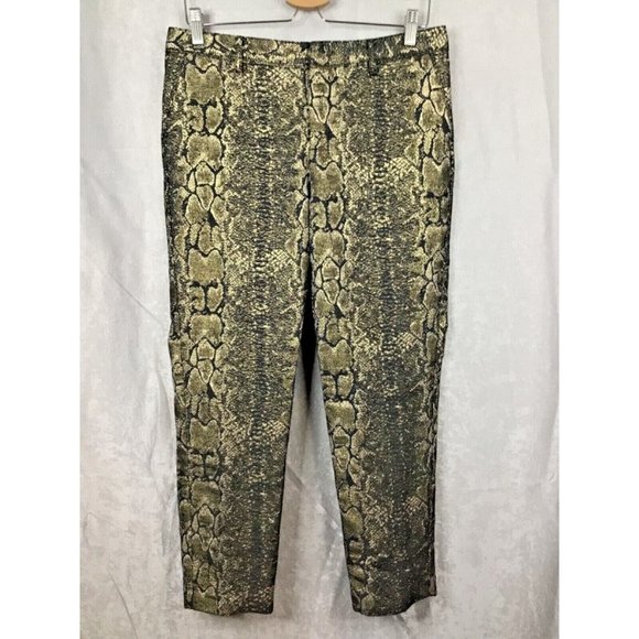 Worthington Women's Pants Gold Black Metallic Snake Print Sheen Crop Lined Sz 8 - Picture 8 of 8